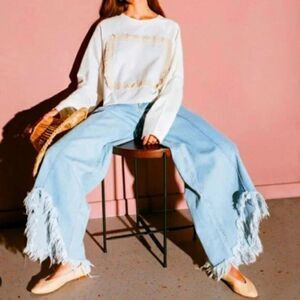 Ksenia Schnaider Wide-Leg V-Hem Jeans -  XS NWOT